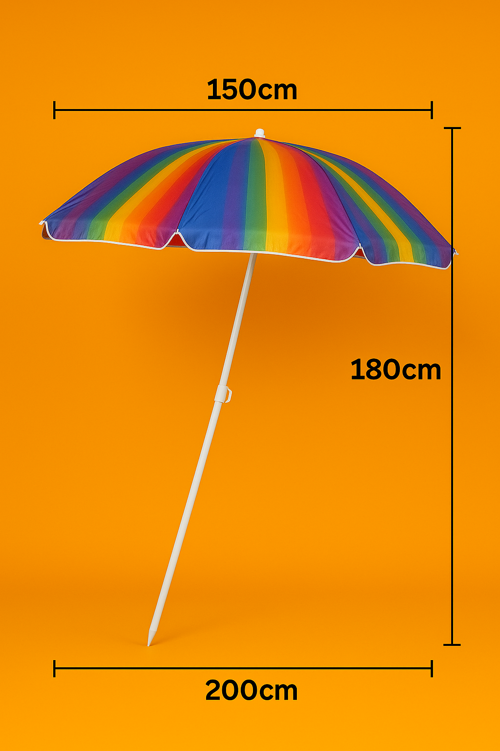 180cm Beach Umbrella Sun Shade – 150cm Wide Outdoor XL Size -NEW