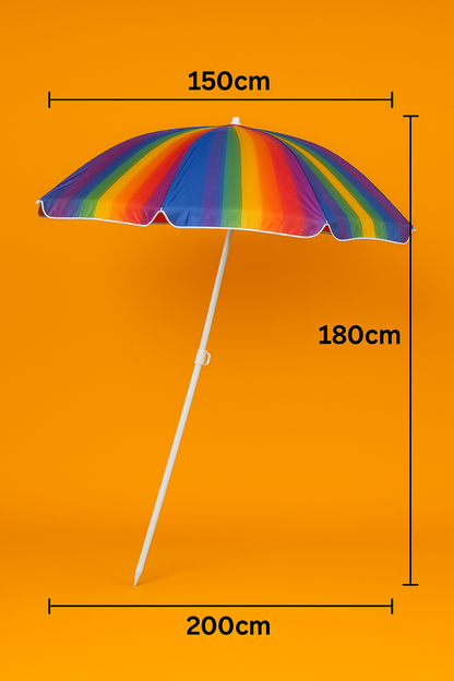 180cm Beach Umbrella Sun Shade – 150cm Wide Outdoor XL Size -NEW