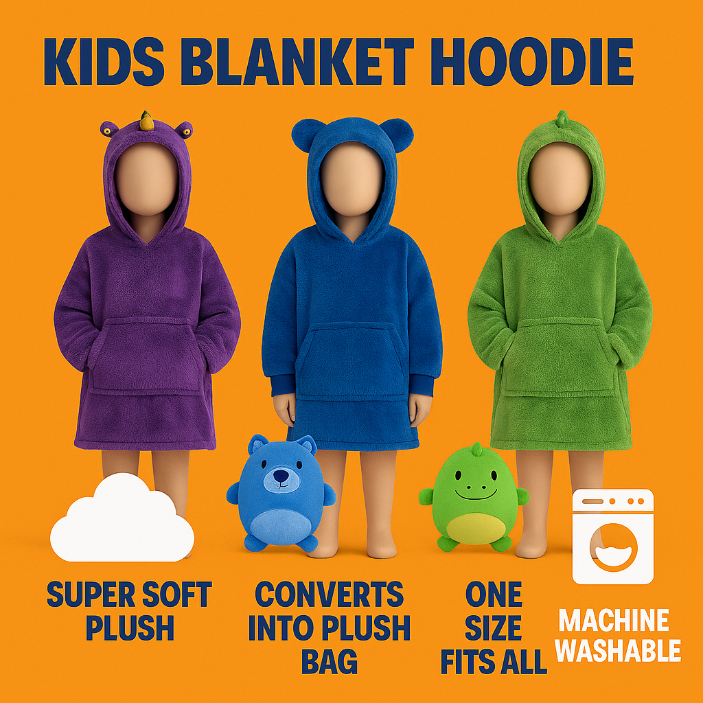 Kids Blanket Hoodie– Convertible Plush Hoodie Blanket-NEW