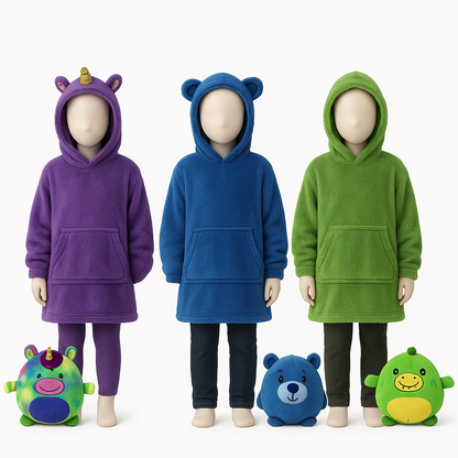 Kids Blanket Hoodie– Convertible Plush Hoodie Blanket-NEW