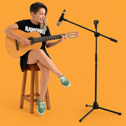 Professional Dual Microphone Stand – Adjustable Telescopic Boom-NEW