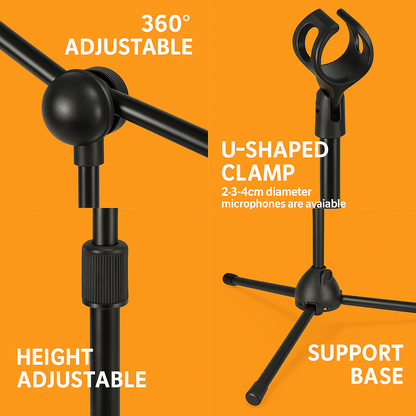 Professional Dual Microphone Stand – Adjustable Telescopic Boom-NEW