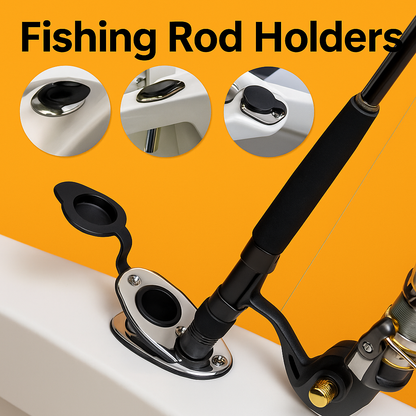 4x Fishing Rod Holders Stainless Steel Boat Flush Mount 30° with Gasket Cap-NEW
