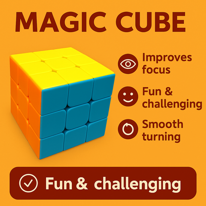 3x3 Magic Cube Puzzle – Smooth Speed Stickerless Toy-NEW