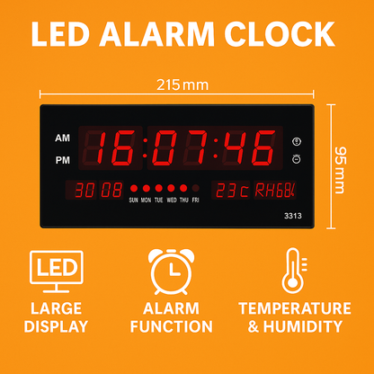 Digital Large Big Jumbo LED Wall Desk Alarm Clock With Calendar Temperature AU-NEW