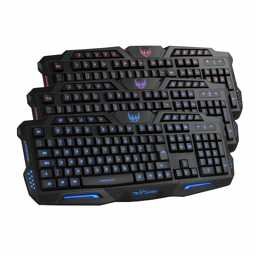 3-Colour LED Backlit Wired Gaming Keyboard – 114 Keys-New