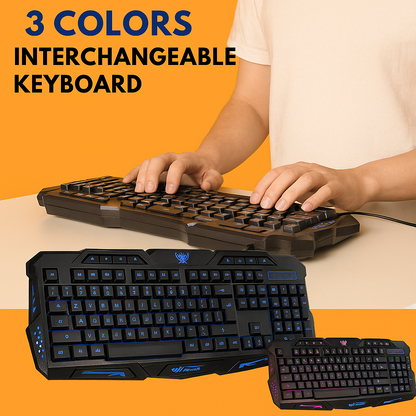 3-Colour LED Backlit Wired Gaming Keyboard – 114 Keys-New