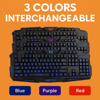 3-Colour LED Backlit Wired Gaming Keyboard – 114 Keys-New