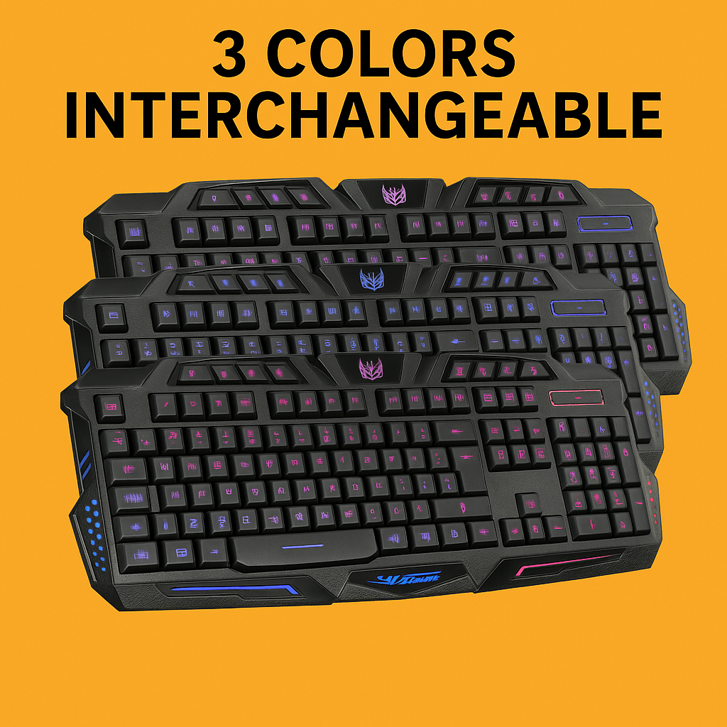 3-Colour LED Backlit Wired Gaming Keyboard – 114 Keys-New