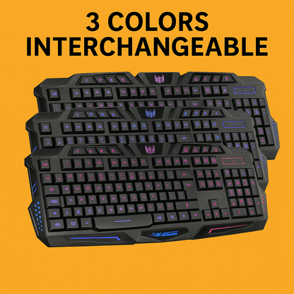3-Colour LED Backlit Wired Gaming Keyboard – 114 Keys-New