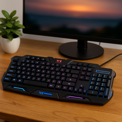 3-Colour LED Backlit Wired Gaming Keyboard – 114 Keys-New