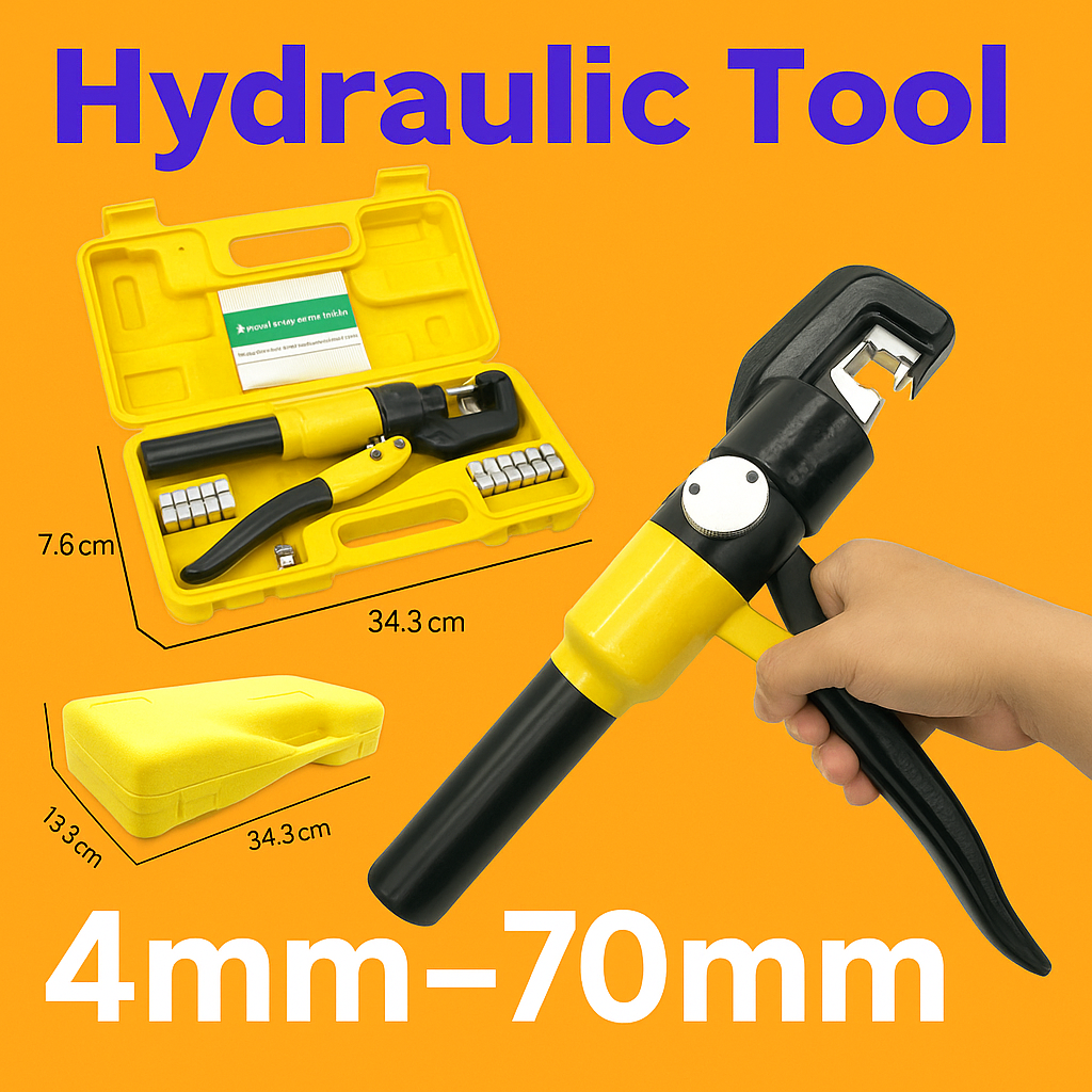 8 Ton Hydraulic Terminal Crimper Tool Kit with 9 Dies (4–70mm²)-NEW