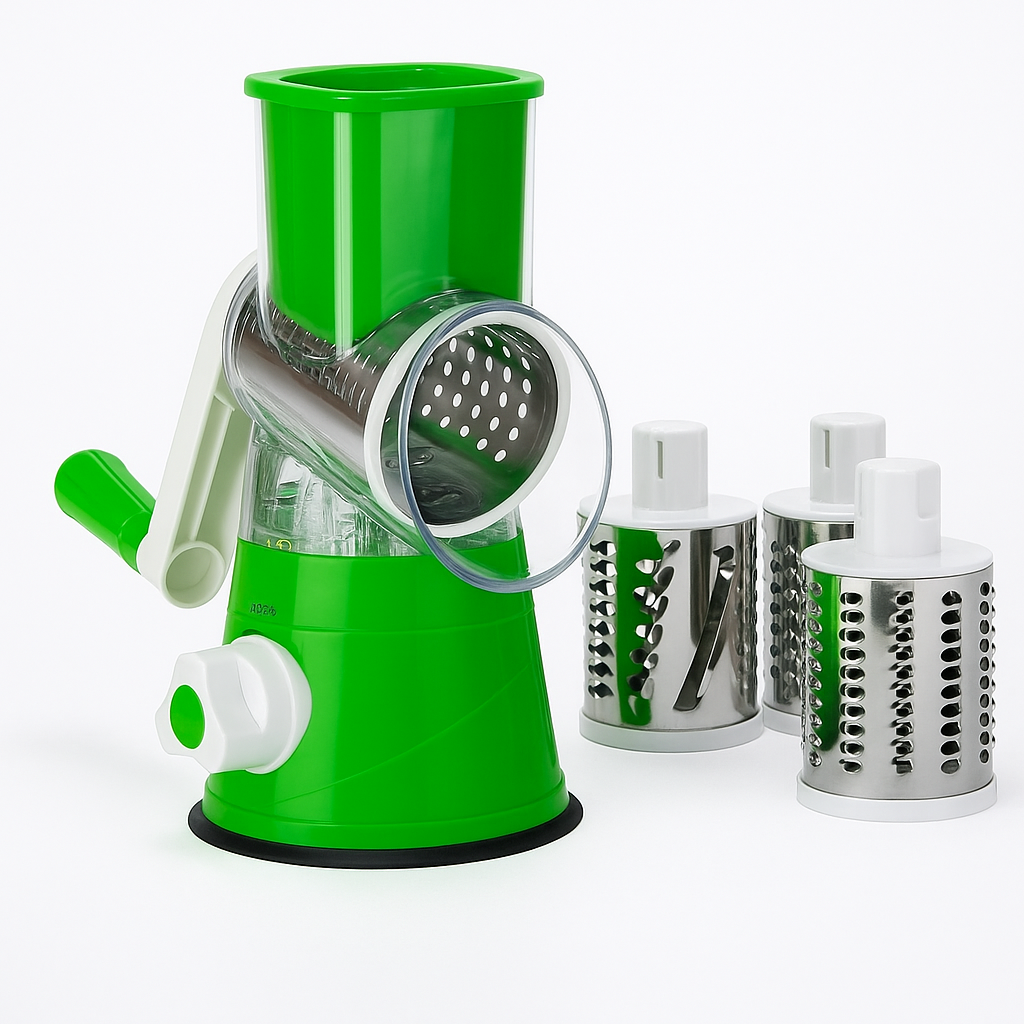 3in1 Kitchen Vegetable Food Manual Rotary Drum Grater Chopper Slicer Fruit Cutt -NEW