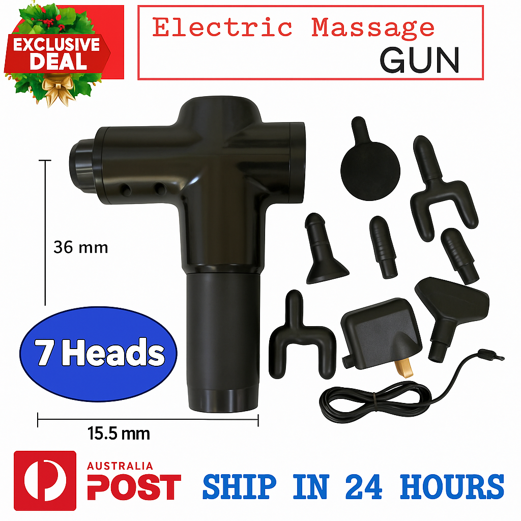 7 Heads Massage Gun Massager Muscle Percussion Deep Tissue Therapy Vibrating AU-NEW