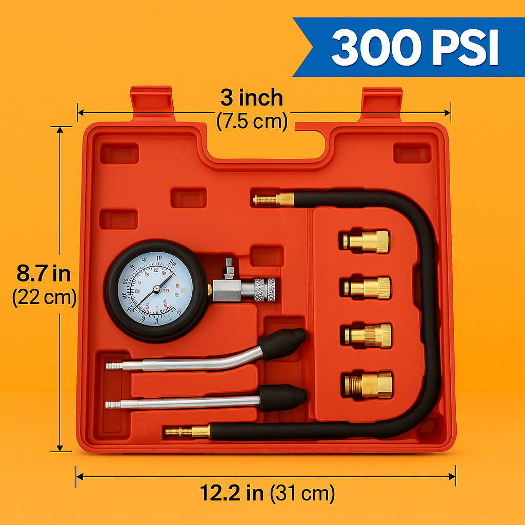 Petrol Engine Compression Tester Kit Tool Set 300 PSI-NEW