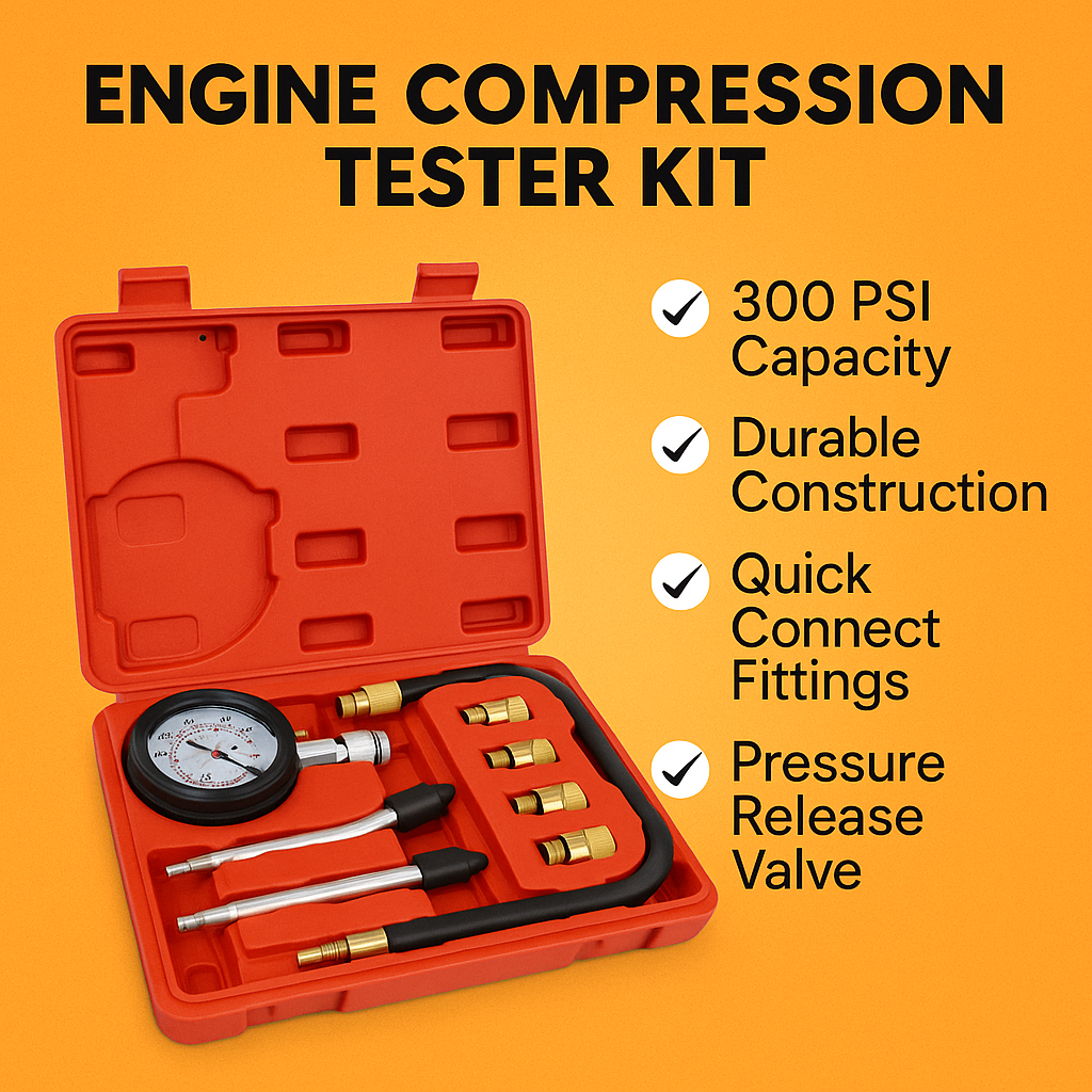 Petrol Engine Compression Tester Kit Tool Set 300 PSI-NEW