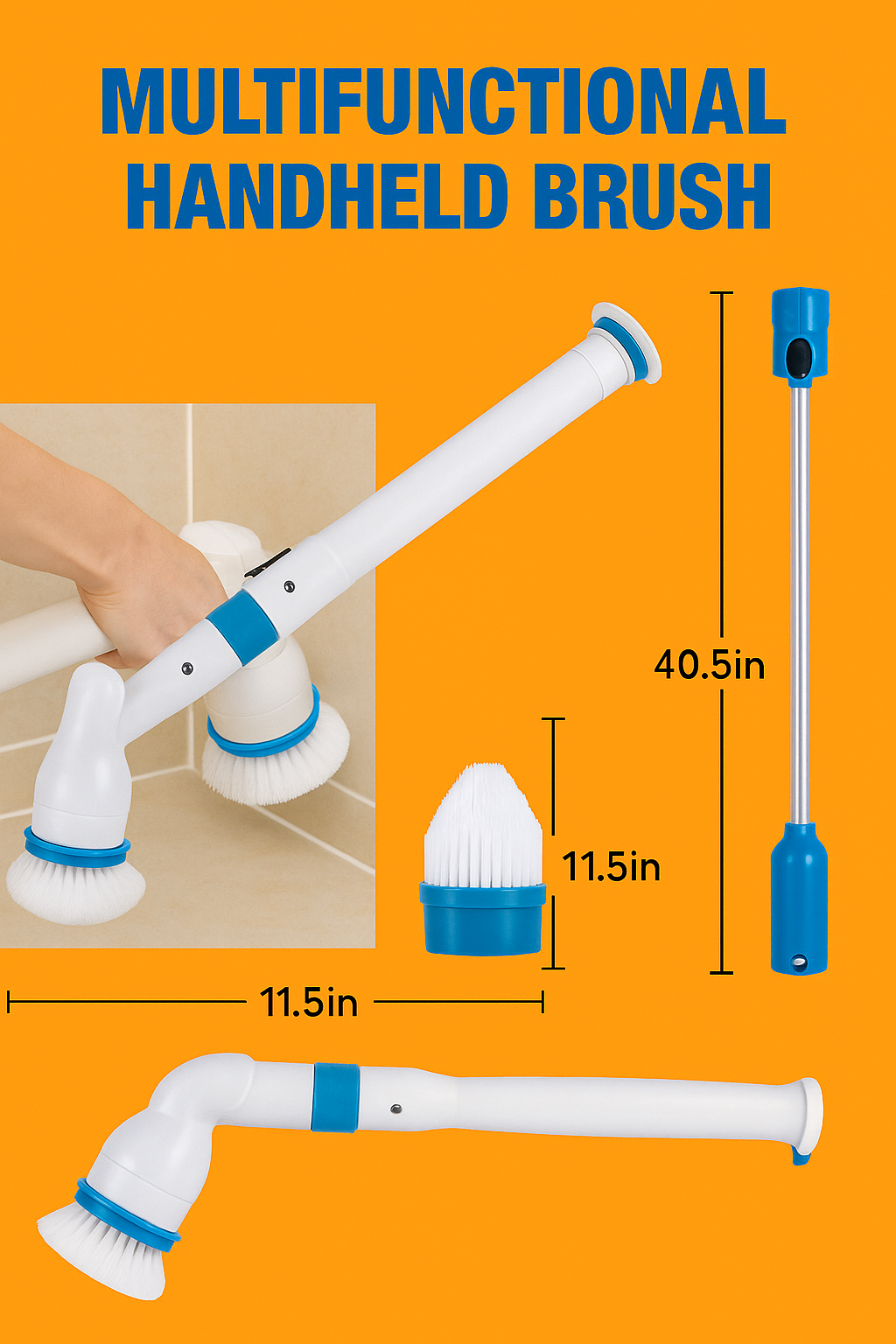 Electric Cordless Chargeable Spin Scrubber Turbo Scrub Cleaning Brush Bathroom-NEW