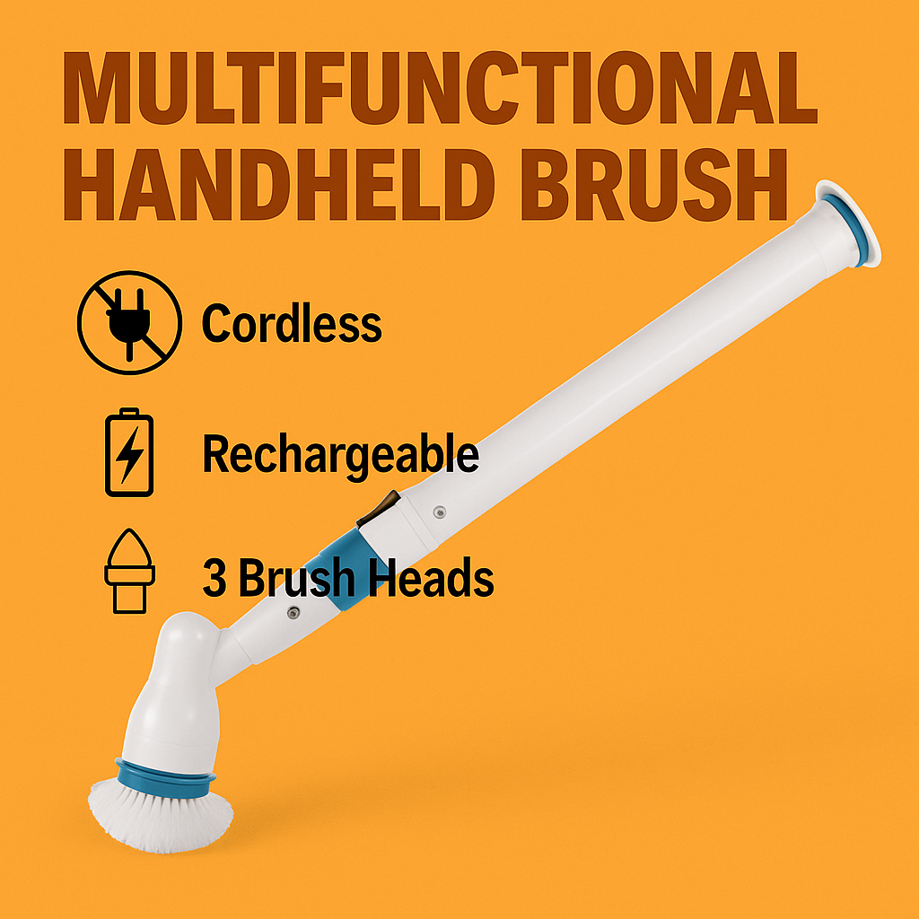 Electric Cordless Chargeable Spin Scrubber Turbo Scrub Cleaning Brush Bathroom-NEW
