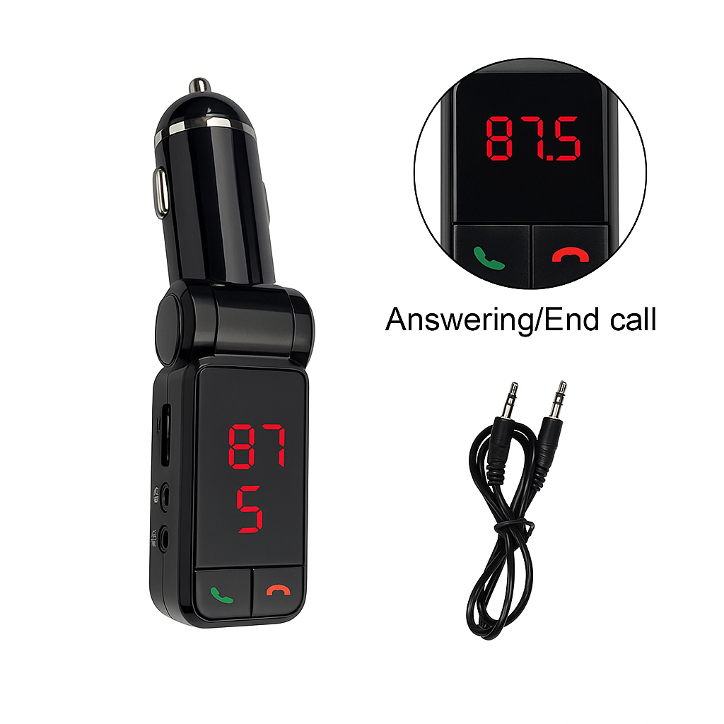4-in-1 Wireless Bluetooth Car Kit – FM Transmitter, Handsfree, Charger, MP3 Player NEW
