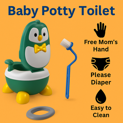 Kids Baby Toddler Toilet Training Potty Chair – Cartoon Seat with Back Support & Non-Slip Base -NEW