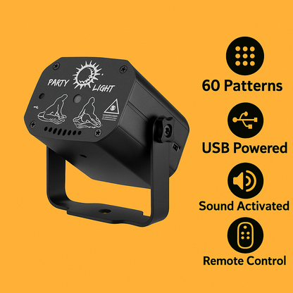 60 Patterns LED Stage Lighting RGB Laser Projector – Party, Club, DJ Light -NEW