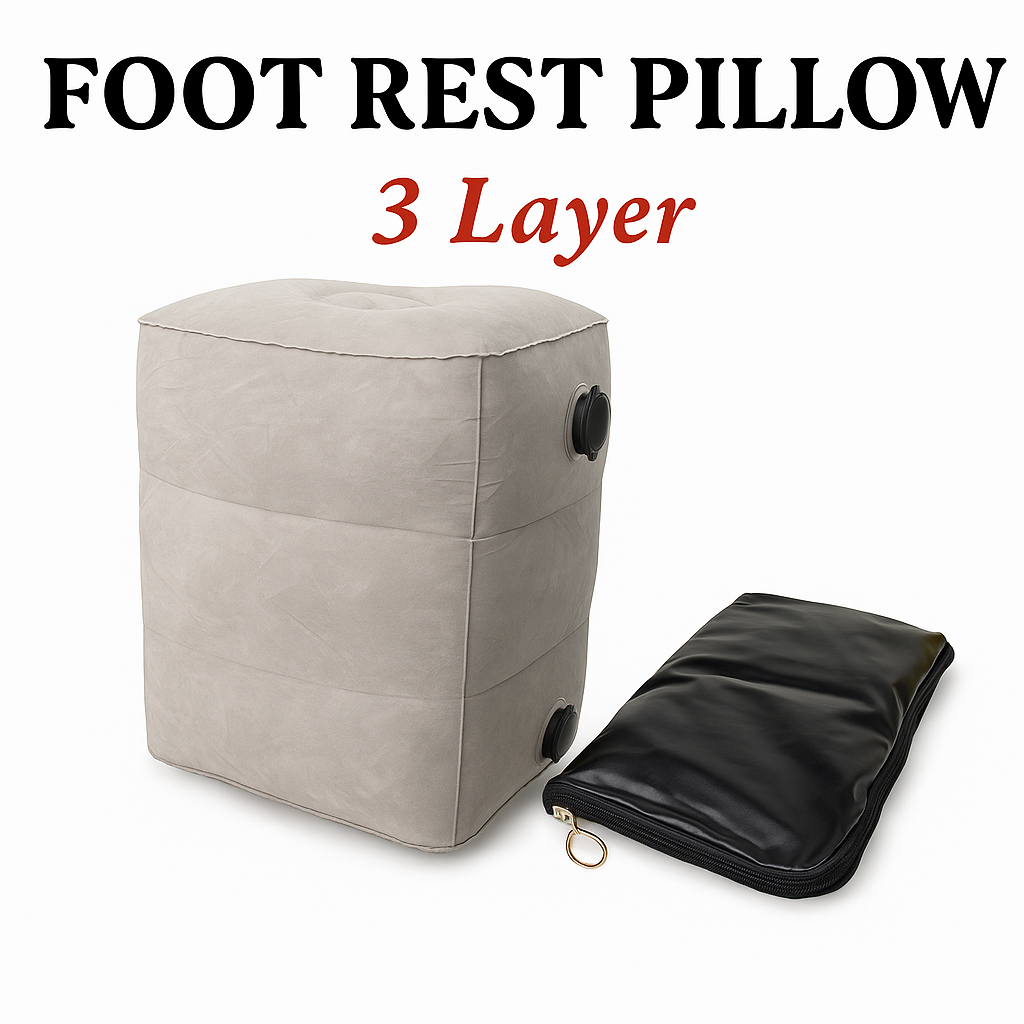 Inflatable Foot Rest Travel Air Pillow Cushion – 3-Layer Leg & Foot Support -NEW