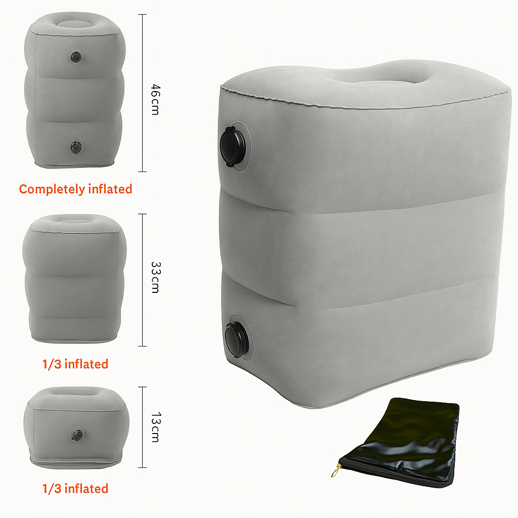 Inflatable Foot Rest Travel Air Pillow Cushion – 3-Layer Leg & Foot Support -NEW