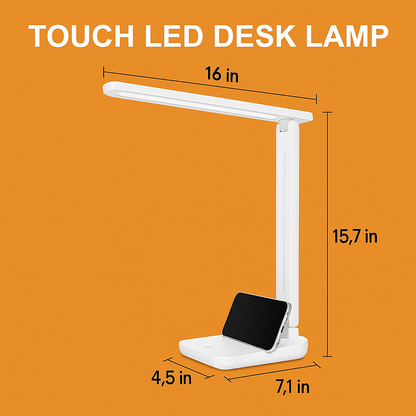 Touch LED Desk Lamp – Dimmable Bedside Study Light with USB -NEW