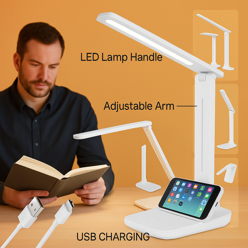 Touch LED Desk Lamp – Dimmable Bedside Study Light with USB -NEW