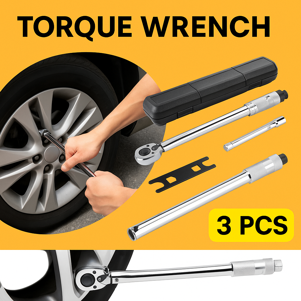 3PCS Torque Wrench Set – 1/2" & 3/8" Drive Ratchet 28–210Nm -NEW