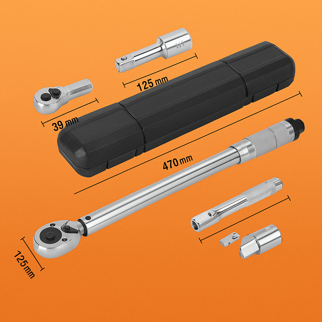 3PCS Torque Wrench Set – 1/2" & 3/8" Drive Ratchet 28–210Nm -NEW