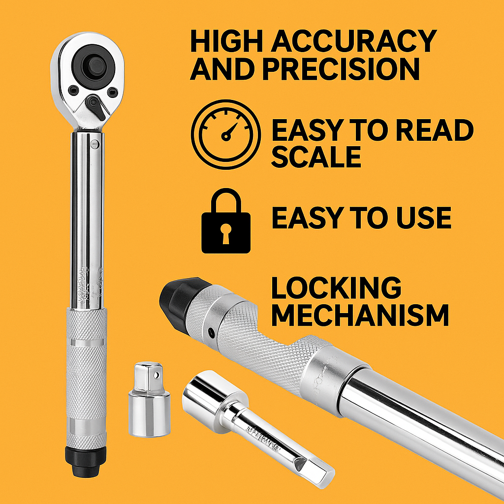 3PCS Torque Wrench Set – 1/2" & 3/8" Drive Ratchet 28–210Nm -NEW