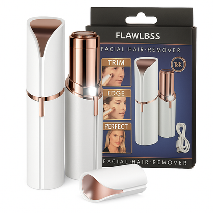 Flawless Facial Hair Remover – USB Rechargeable (White & Gold) -NEW