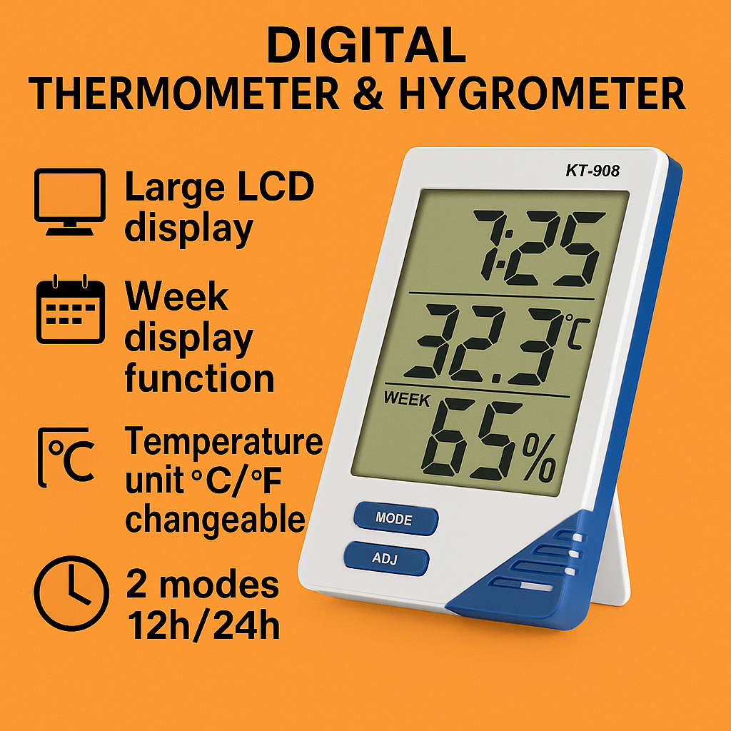 Digital Thermometer Hygrometer Temperature Indoor Outdoor LCD Humidity Meter-NEW