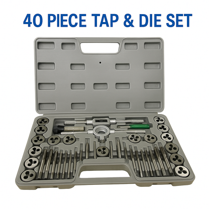 40Pcs Screwdriver Thread Tap and Die Set – Metric Wrench & Hand Drill Kit-NEW