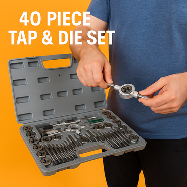 40Pcs Screwdriver Thread Tap and Die Set – Metric Wrench & Hand Drill Kit-NEW