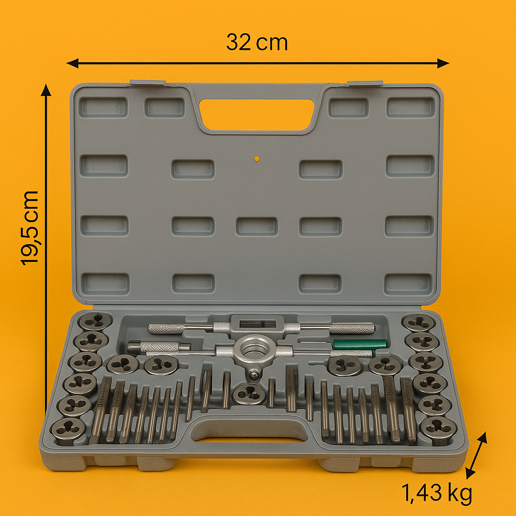 40Pcs Screwdriver Thread Tap and Die Set – Metric Wrench & Hand Drill Kit-NEW