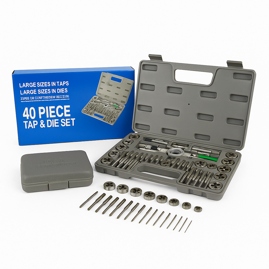 40Pcs Screwdriver Thread Tap and Die Set – Metric Wrench & Hand Drill Kit-NEW
