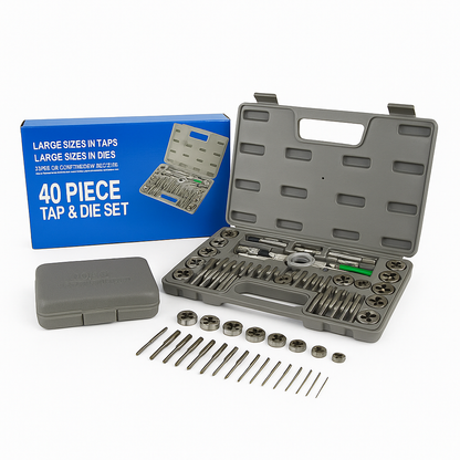 40Pcs Screwdriver Thread Tap and Die Set – Metric Wrench & Hand Drill Kit-NEW
