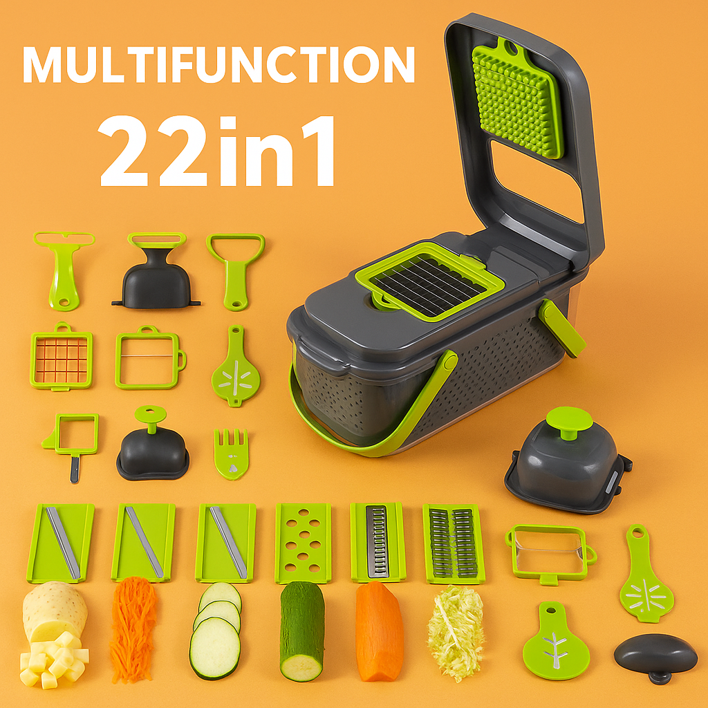 22 in 1 Vegetable Fruit Chopper Cutter Slicer Dicer Peeler-NEW