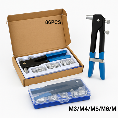 86Pcs Riveter Nut Rivet Tool Kit -NEW