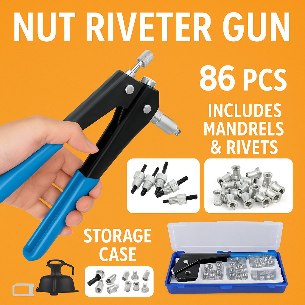 86Pcs Riveter Nut Rivet Tool Kit -NEW