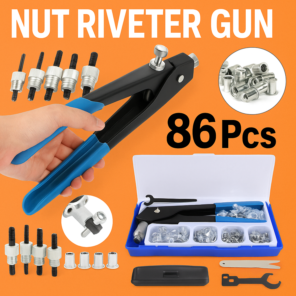 86Pcs Riveter Nut Rivet Tool Kit -NEW