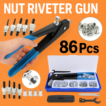 86Pcs Riveter Nut Rivet Tool Kit -NEW