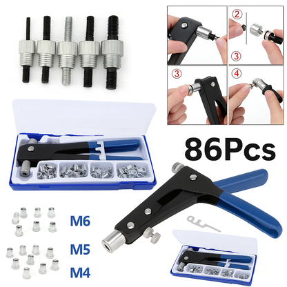 86Pcs Riveter Nut Rivet Tool Kit -NEW
