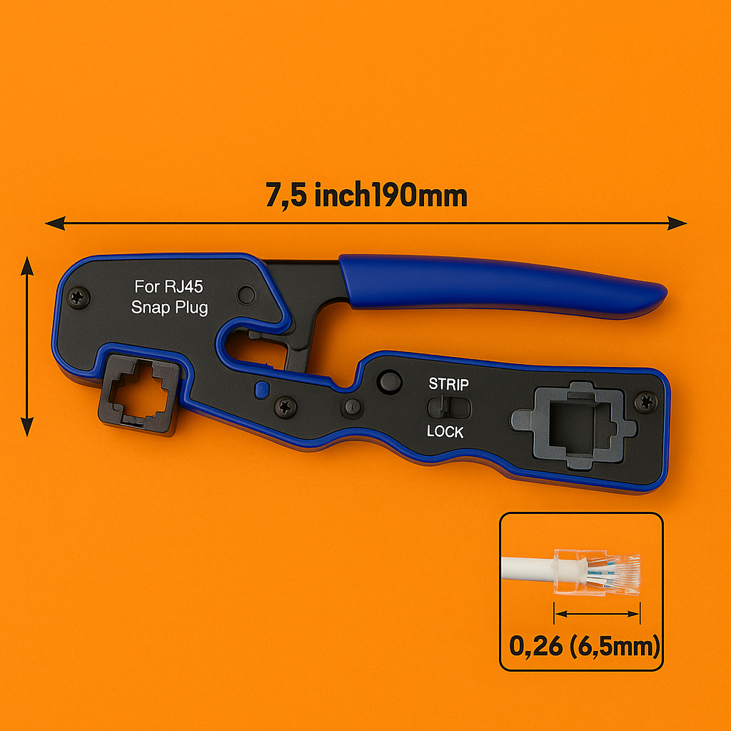 Crimping Tool Network Crimper RJ45 EZ Pass Through for Cat6a 8P8C Cat7 Connector – SN2360