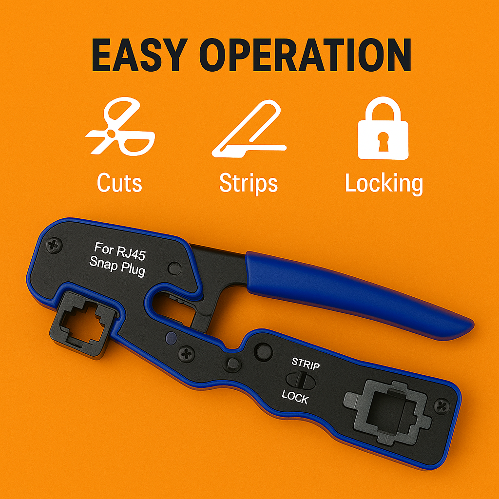 Crimping Tool Network Crimper RJ45 EZ Pass Through for Cat6a 8P8C Cat7 Connector – SN2360
