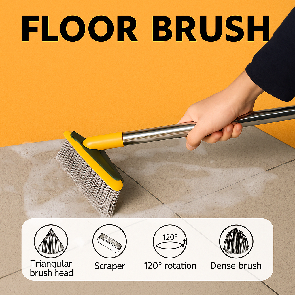 2-in-1 Floor Brush & Bathroom Wiper-NEW
