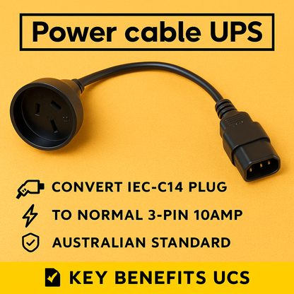 30cm IEC C14 to 3-Pin AU Power Cable-NEW