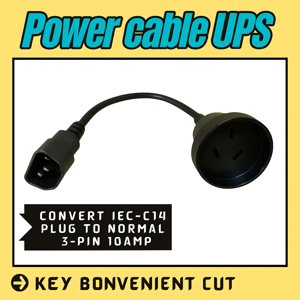 30cm IEC C14 to 3-Pin AU Power Cable-NEW